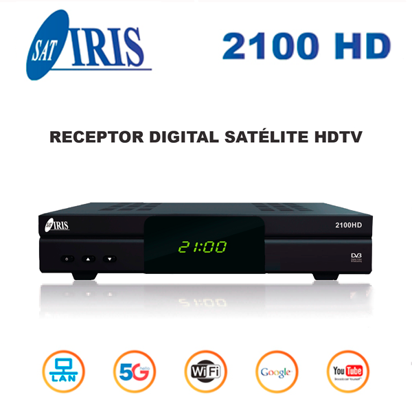 IRIS 2100 HD Wifi Decoder Satellite Receiver, Stable, Compatible with  DVB-S2 and H.265, Full HD, USB, RCA, Ethernet port, PVR, DLNA, Family  Share